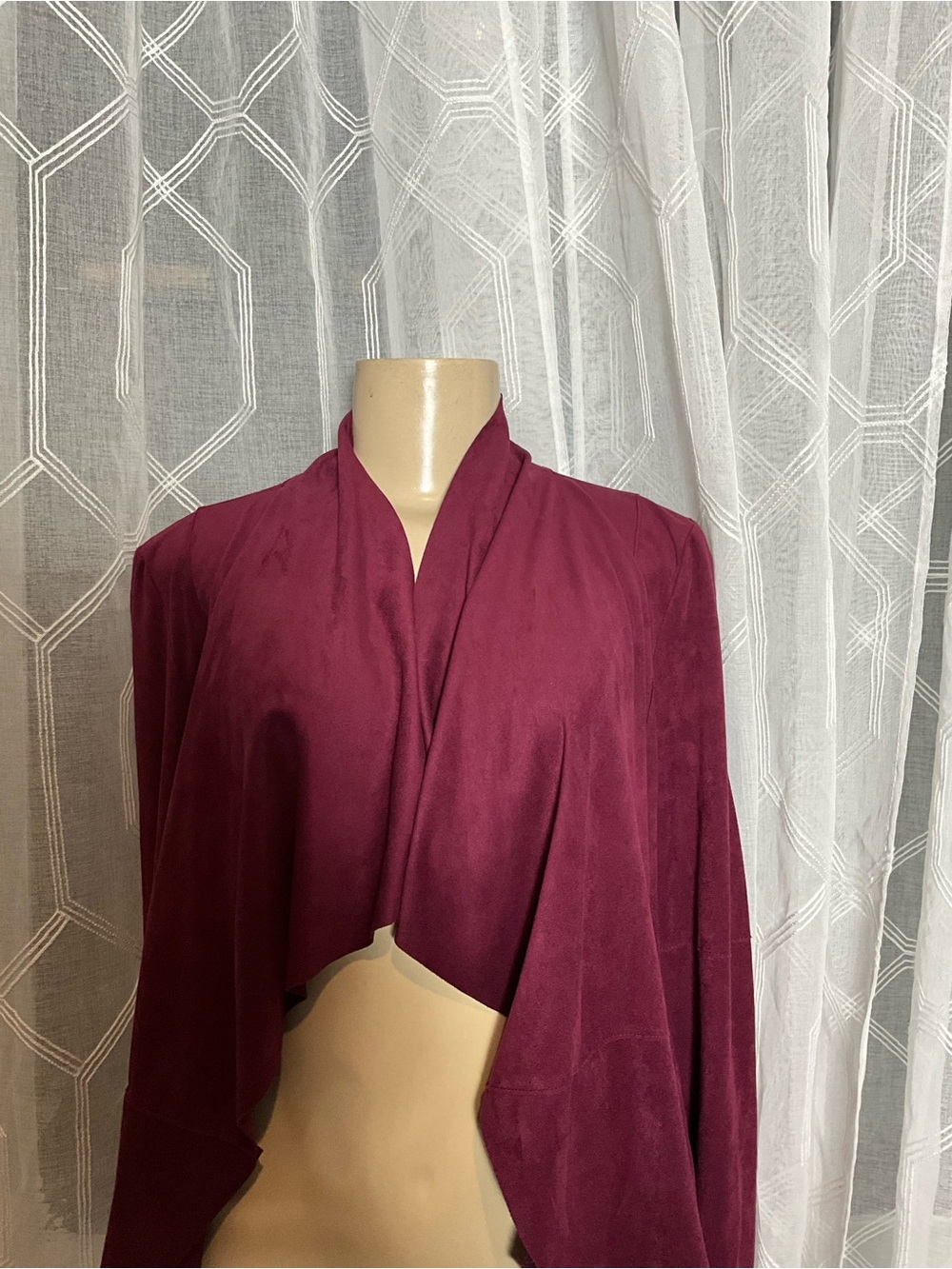 bagatelle Plum Draped Open-Front Jacket